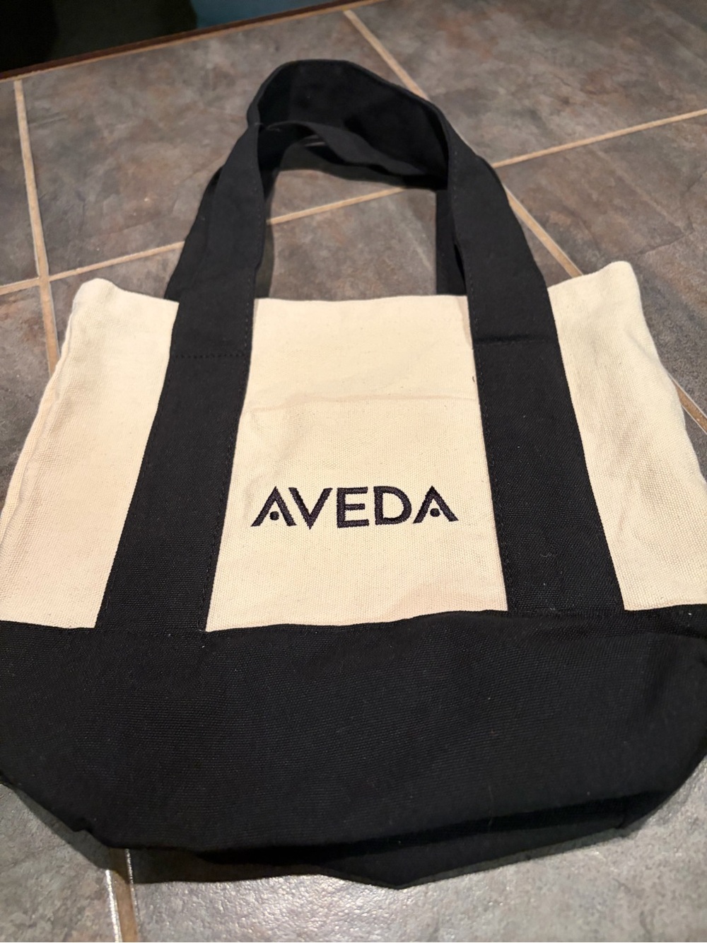 AVEDA Black & Cream Canvas Tote with Logo